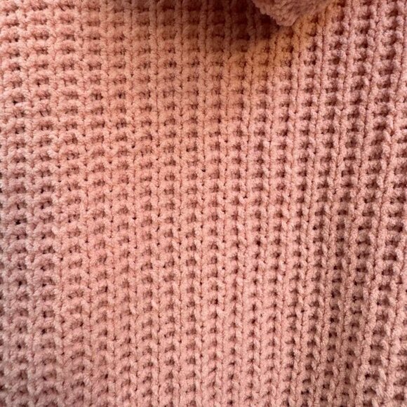 Derek Heart Chunky Chenille Cable Knit Cardigan Sweater Hooded S Coral Button Up - Picture 14 of 15